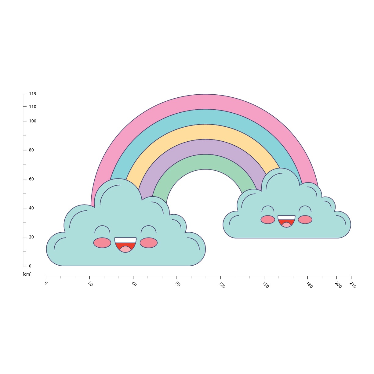 Regenbogen WS-50822 eBay glücklich Wolken | Wandtattoo