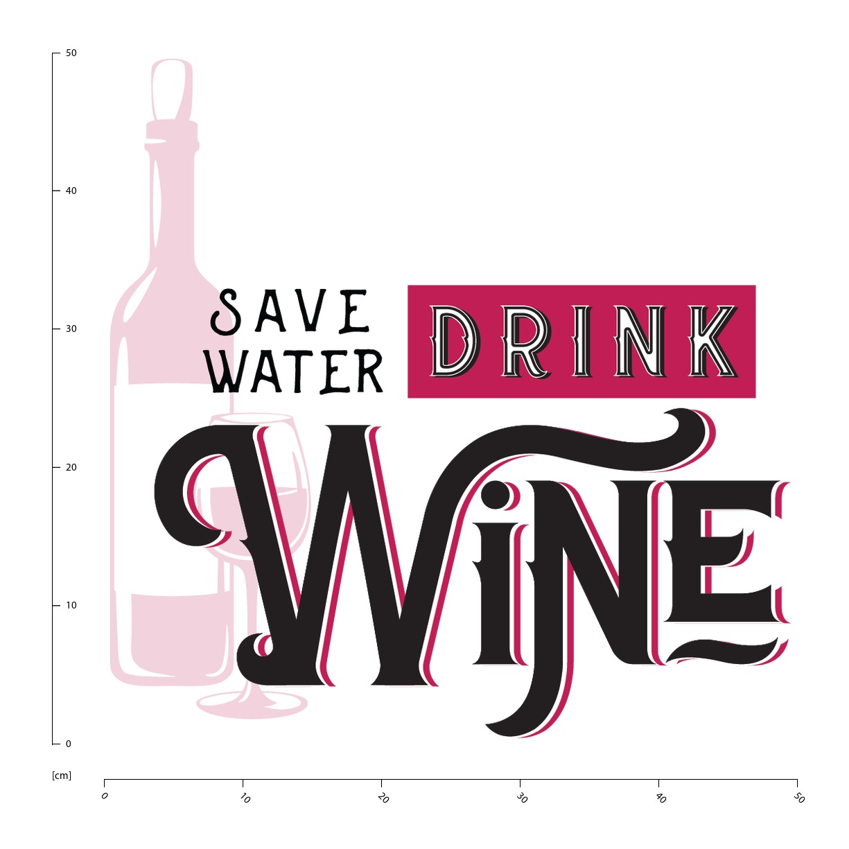 Save Water Drink Wine Novelty Sticker for Box Frame/Wall Mount 