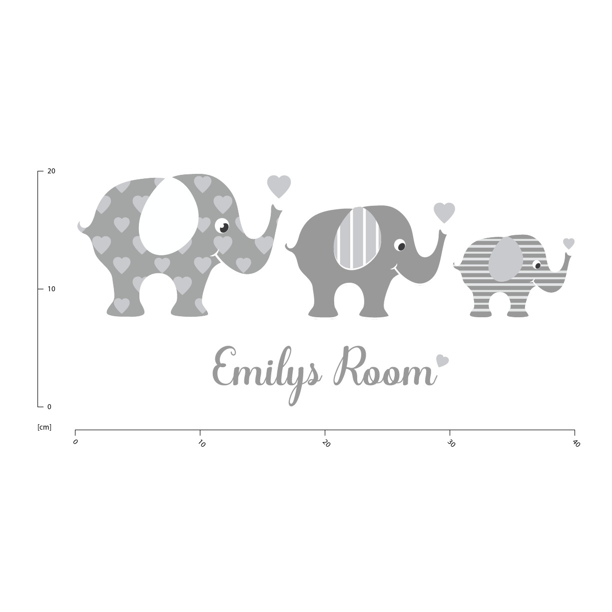 Benutzerdefinierter Name Grey Elephants Nursery Wandtattoo WS-51201 | eBay