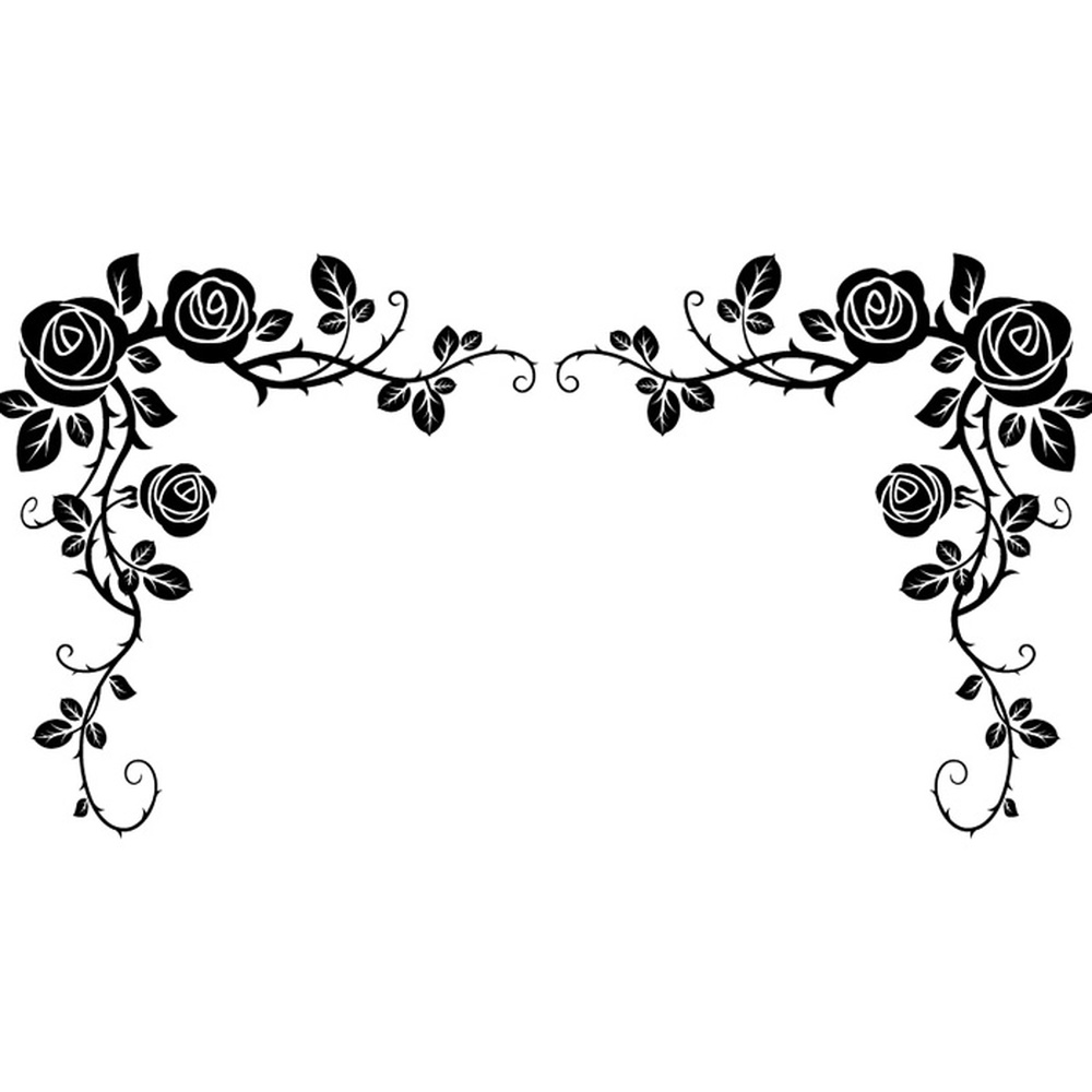 Corner Roses With Thorned Vines Floral Design Wall Sticker Home Decor Art Decals