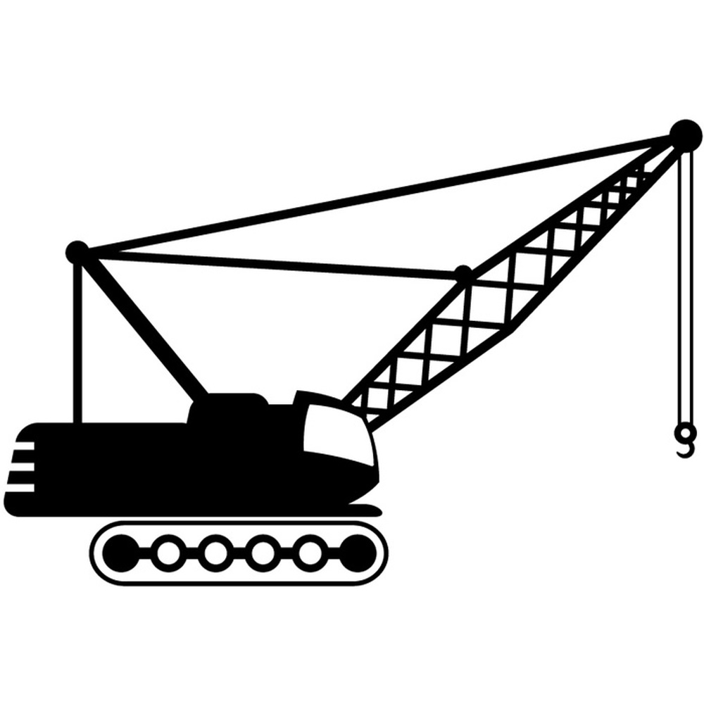 Crane With Hook Industrial Machines Wall Stickers Construction Decor