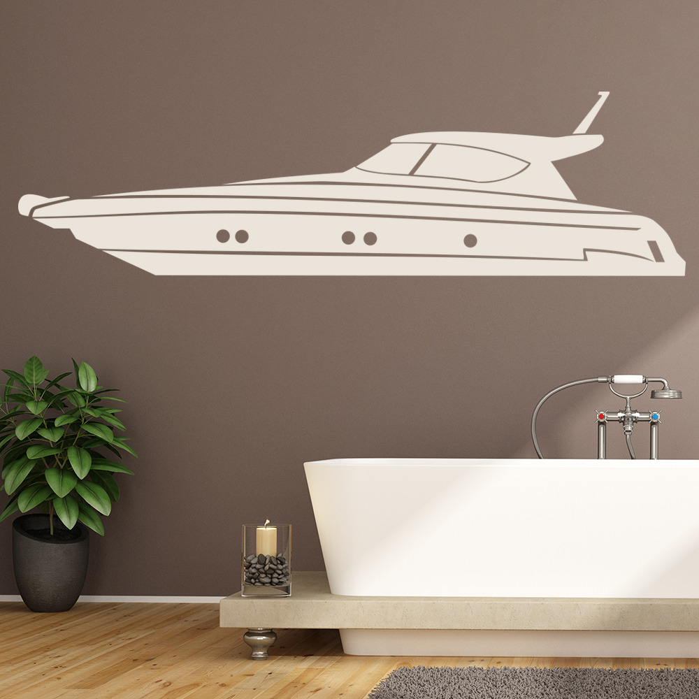Speed Boat Yacht Print Boats Wall Stickers Bathroom Home Decor Art