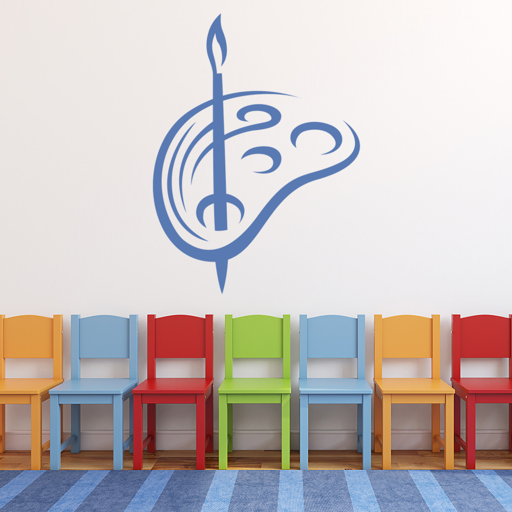 Brush And Pallet Art Paint Educational Wall Stickers School Classroom