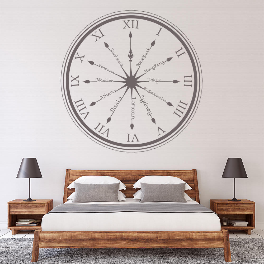Clock Countries Decorative Wall Art Stickers Wall Decal eBay