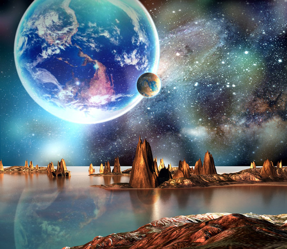Alien Landscape Fantasy Art Planets & Space Wall Mural ...