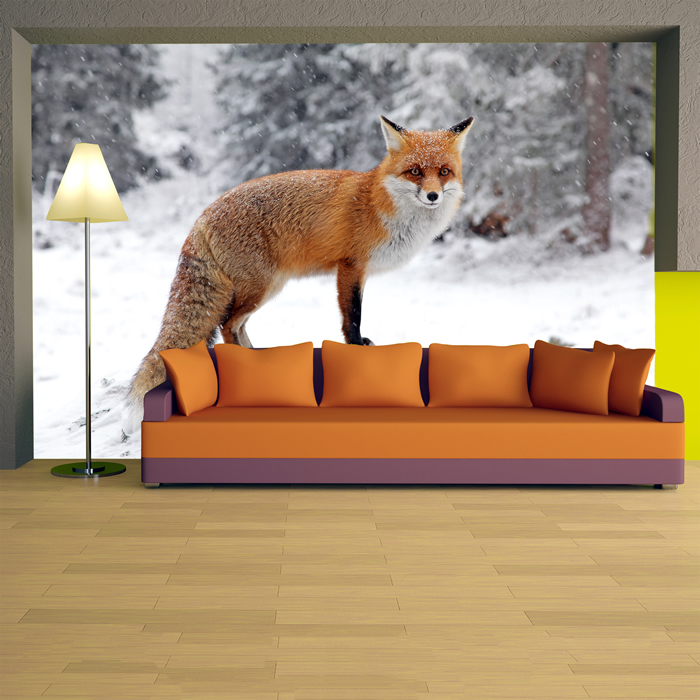 Red Fox Wall Mural White Trees Photo Wallpaper Living Room Bedroom Home