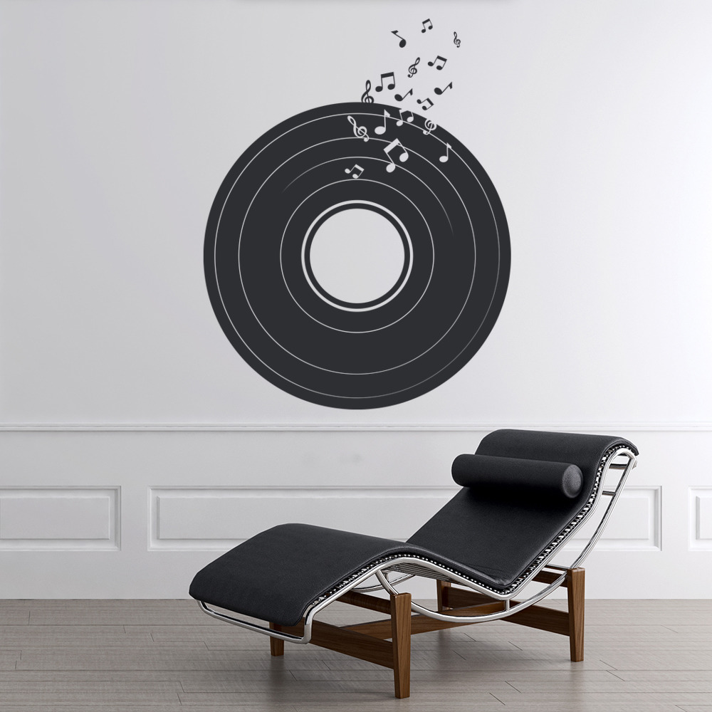 Vintage Vinyl Record Wall Sticker Retro Music Wall Decal Bedroom Home