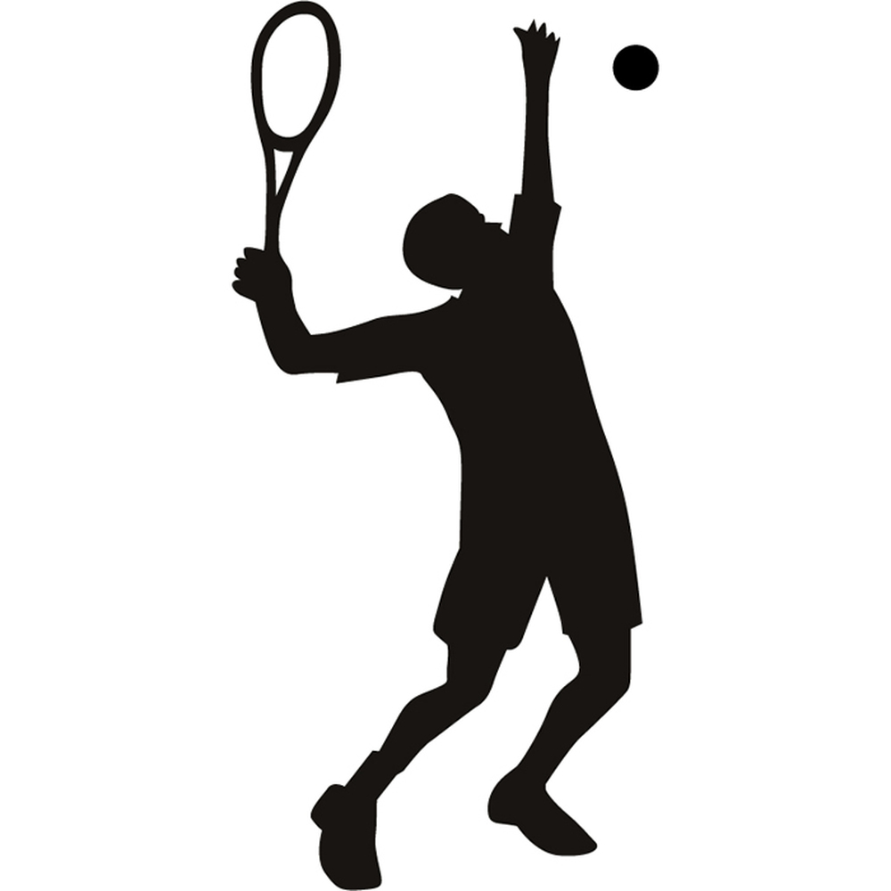 Tennis speler Muursticker High Serve Tennis Muurtattoo Sportschool voor