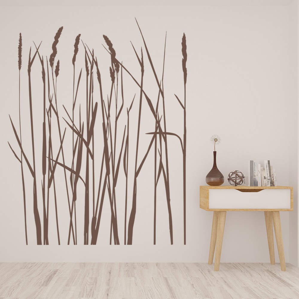 Long Grass Flowers Trees Wall Sticker WS-16229