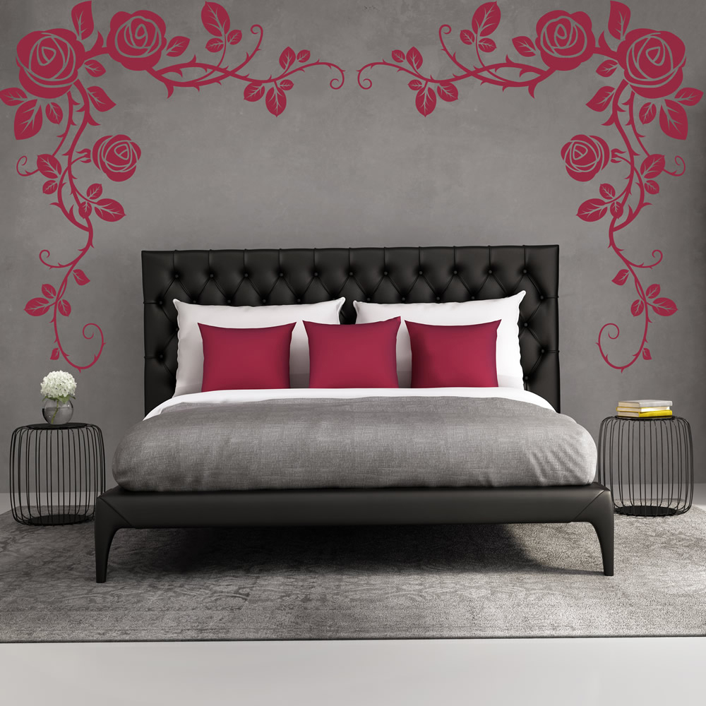 Rose Wall Sticker Flower Headboard Wall Decal Girls Bedroom Home