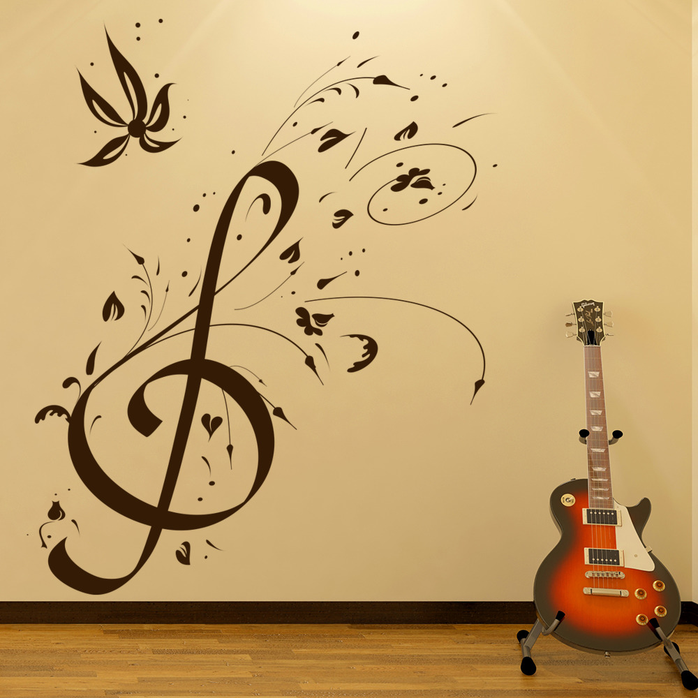 Key Treble Clef DOOR WRAP Removable Decal Wall Sticker Mural Music Notes D153