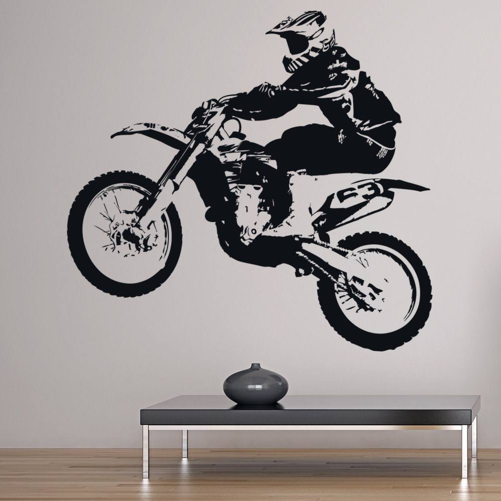 Jump Wall Sticker Motorbike Sports Decal Boys Bedroom Jump Wall Sticker Motorbike Sports Decal Boys Bedroom Home Decor