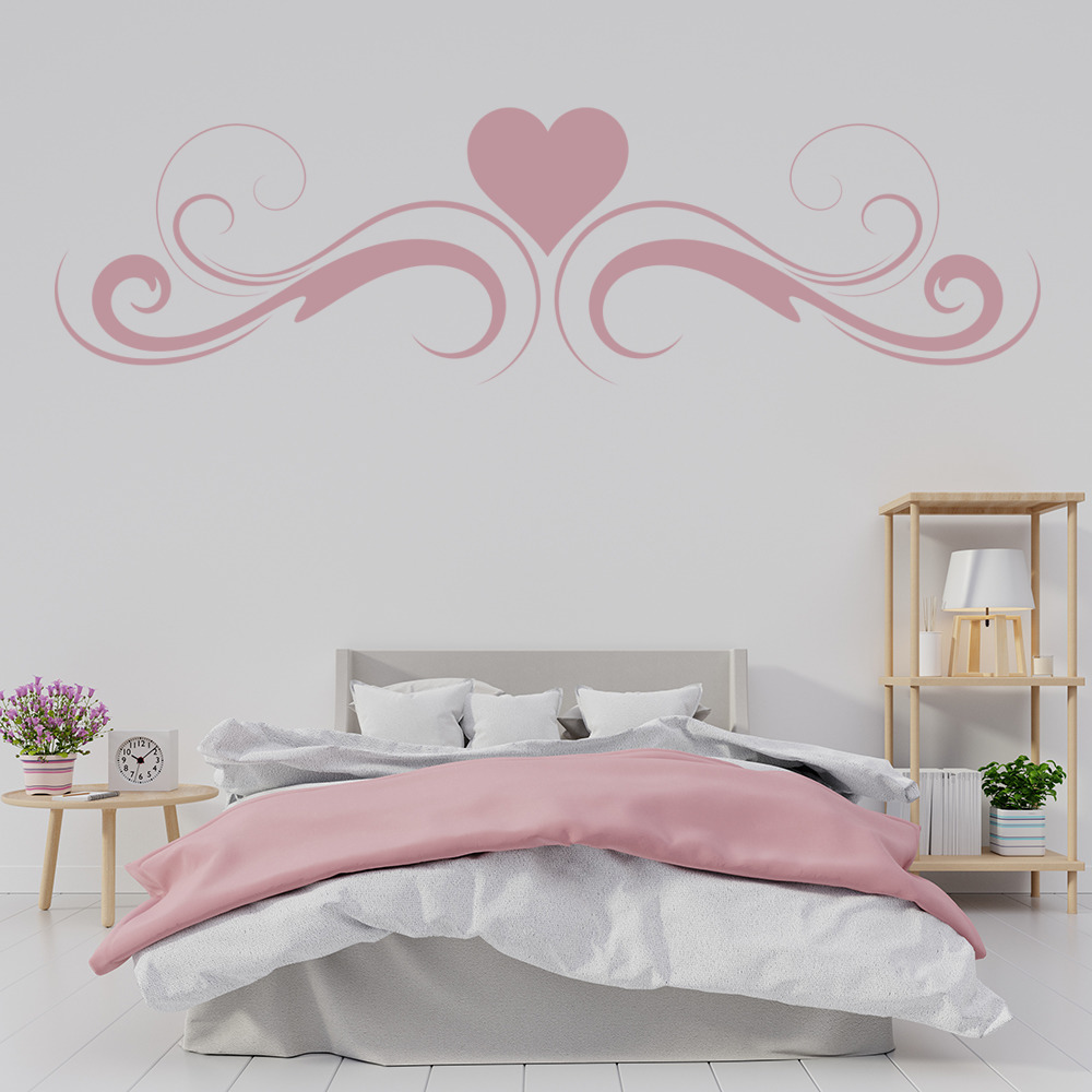 Details About Swirl Heart Headboard Wall Decal Sticker Ws 18139