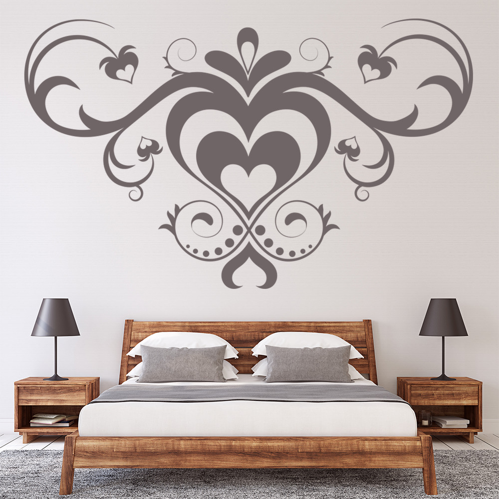 Details About Heart Shaped Headboard Design Wall Decal Sticker Ws 18283
