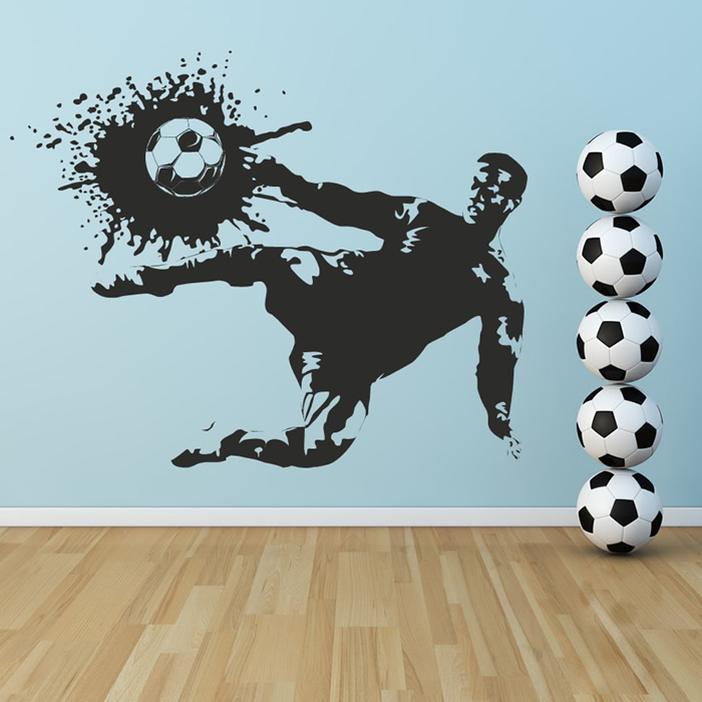 AS10090 Footballer Striker kicking ball Wall Art Sticker