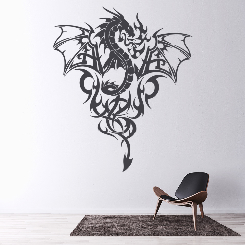 Fire Dragon Wall Sticker Tribal Monster Decal Boys Bedroom Home