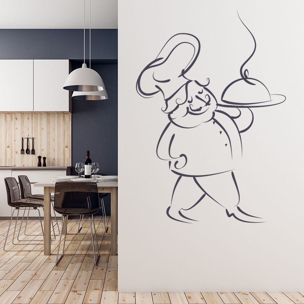 Chef Bon Appetit Vinyl Wall Art Sticker Decal Kitchen Home Cafe Cupboard Pantry Home Décor Home Garden