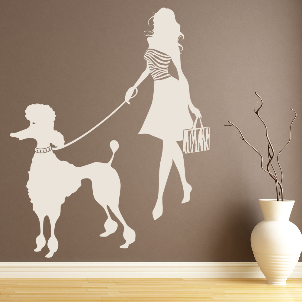 Girl And Poodle Wall Sticker Dogs Pets Decal Kids Vets Home Girl And Poodle Wall Sticker Dogs Pets Decal Kids Vets Home Decor