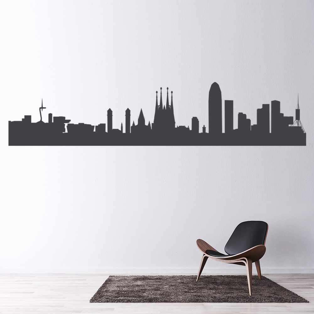 Barcelona City Skyline Wall Sticker Spain Decal Cityscape Home Barcelona City Skyline Wall Sticker Spain Decal Cityscape Home Decor