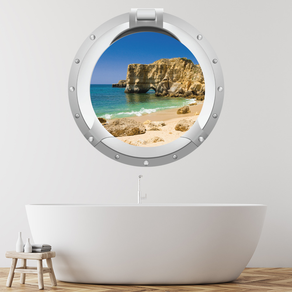 Strand Ozean Bullauge Wandaufkleber 3D Wandtattoo Badezimmer