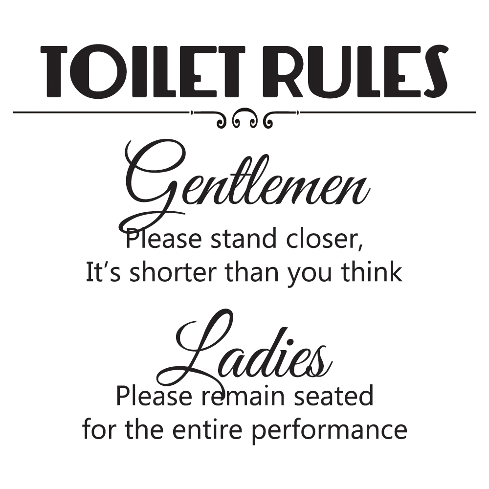 Toilet Rules Wall Sticker Ladies And Gents Wall Decal Funny Home