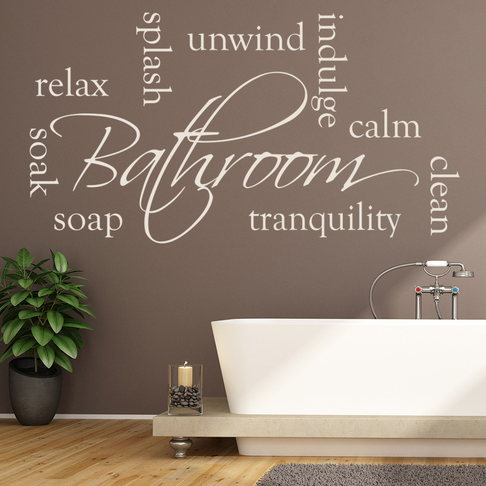 Bathroom Words Wall Sticker Relax Soak Unwind Wall Decal Calm Tranquil Decor