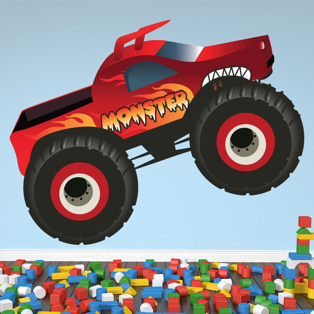 Red Monster Truck Wall Decal Sticker Wall Decal Sticker WS41094 eBay