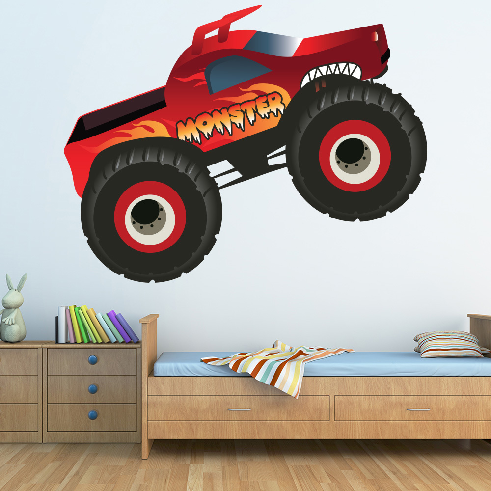 Red Monster Truck Wall Decal Sticker Wall Decal Sticker WS41094 eBay