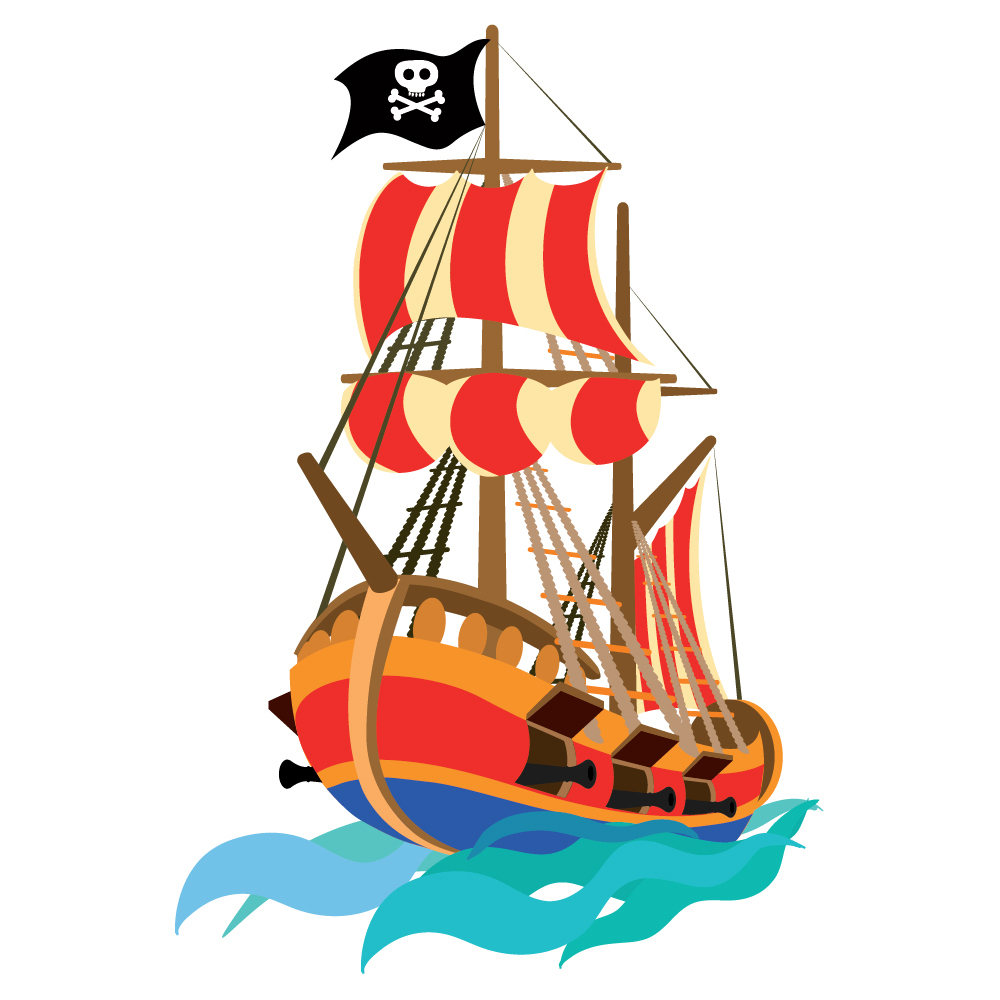 Red Pirate Ship Wall Sticker WS41234 eBay