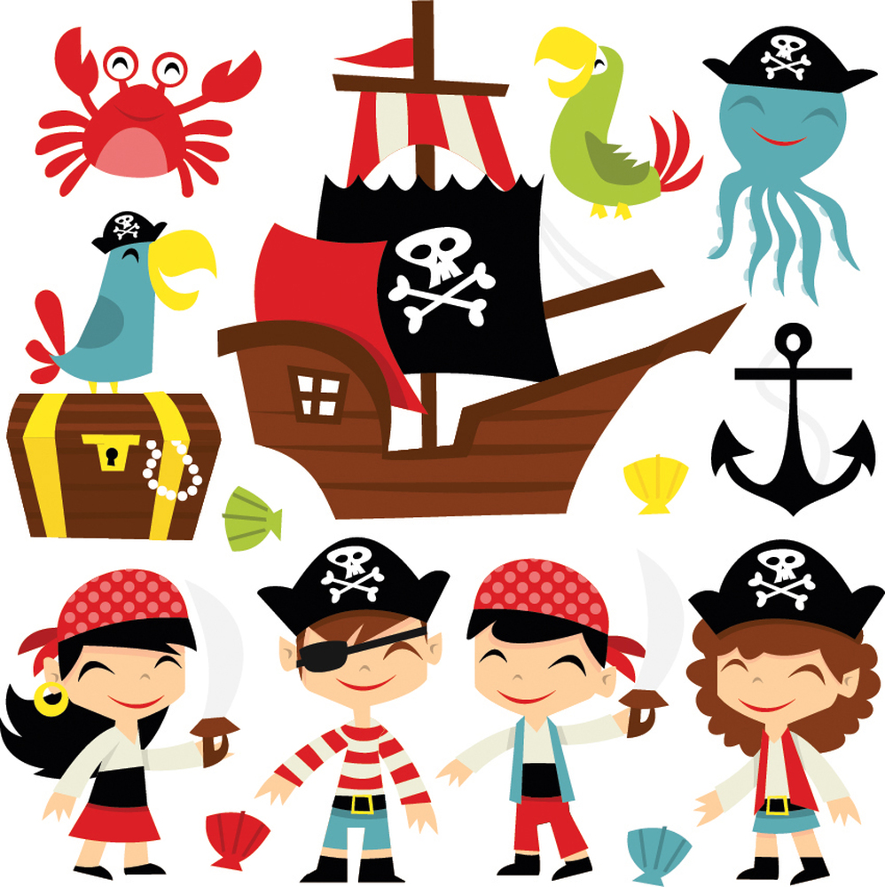 Pirate Ship /& Treasure Wall Sticker Set WS-41304