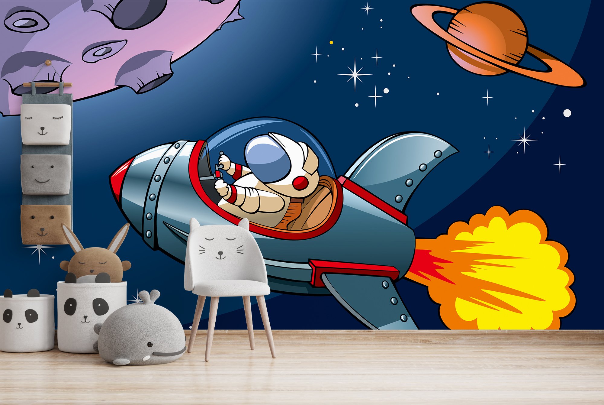 Graphic Art Design Spaceship And Astronaut On Space Art Wall Murals Wallpaper De