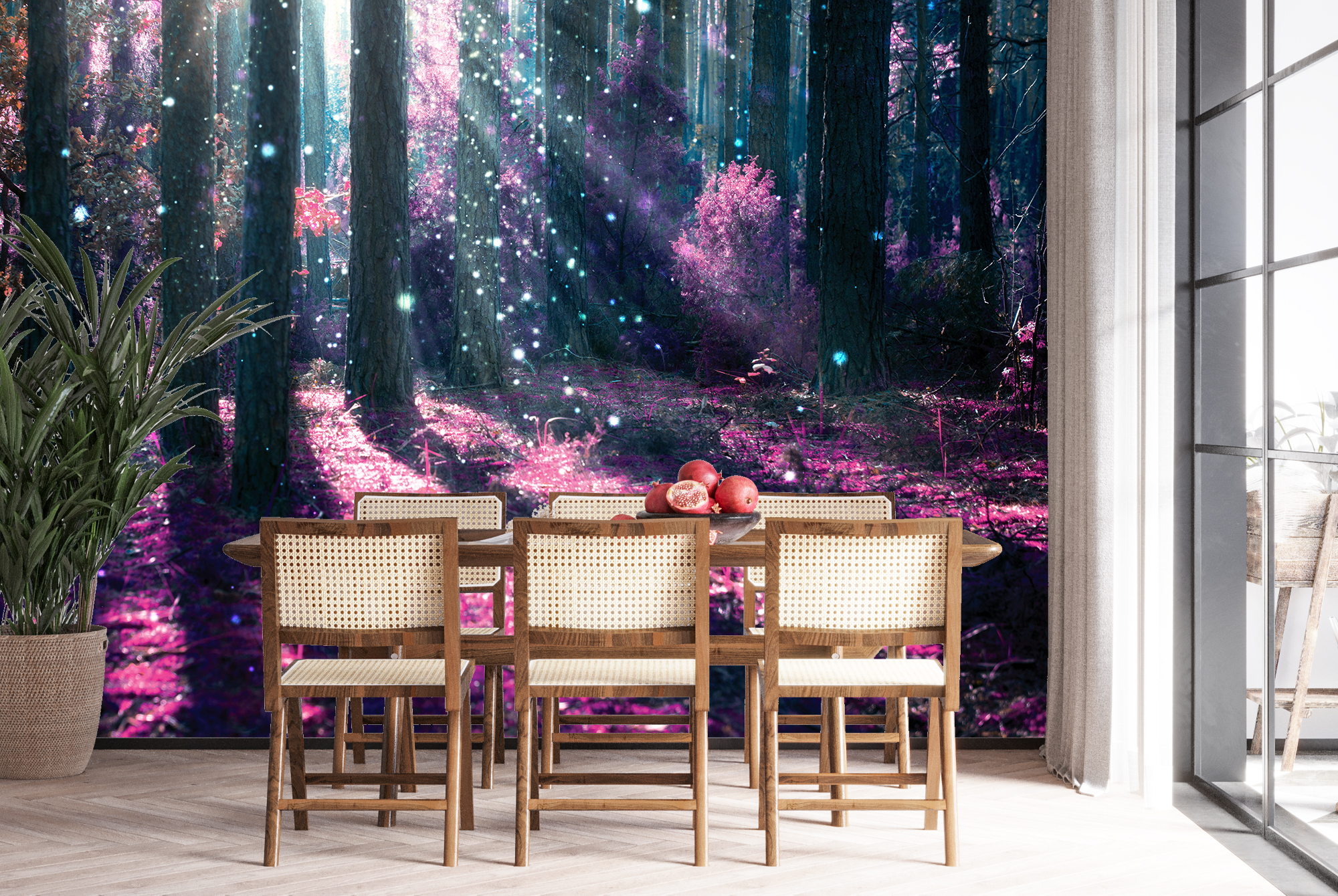 Details About Enchanted Forest Wall Mural Purple Tree Photo Wallpaper Girls Bedroom Home Decor
