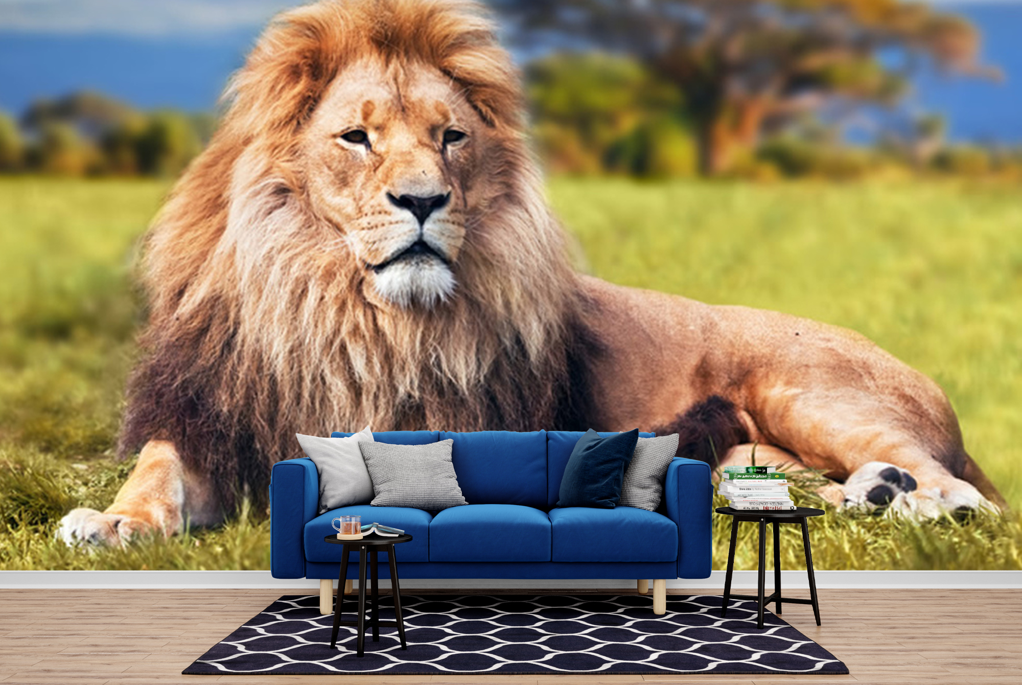 Lion Wall Mural Safari Animal Photo Wallpaper Living Room ...
