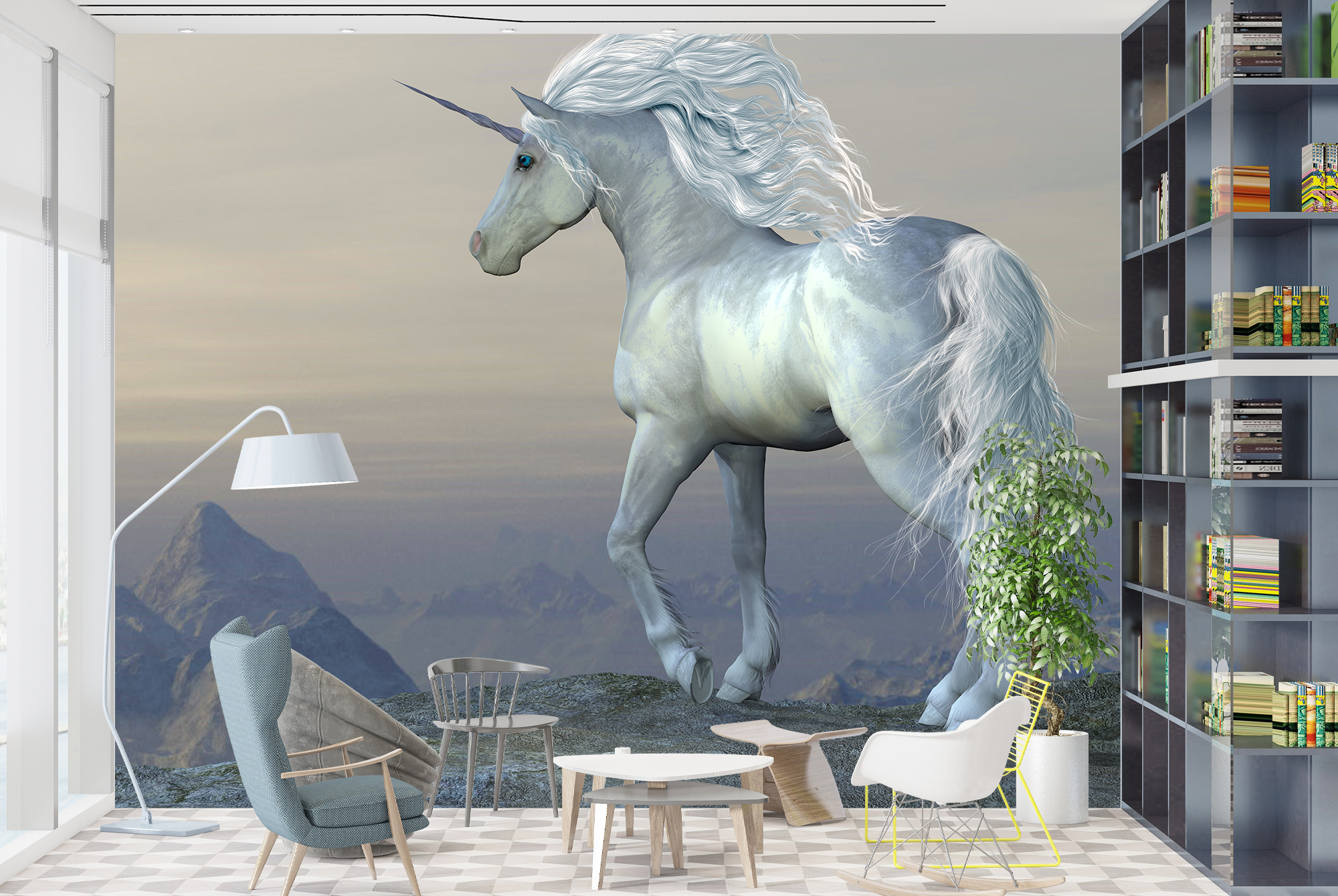 Beautiful White Unicorn Wall Mural Fairytale Photo Beautiful White Unicorn Wall Mural Fairytale Photo