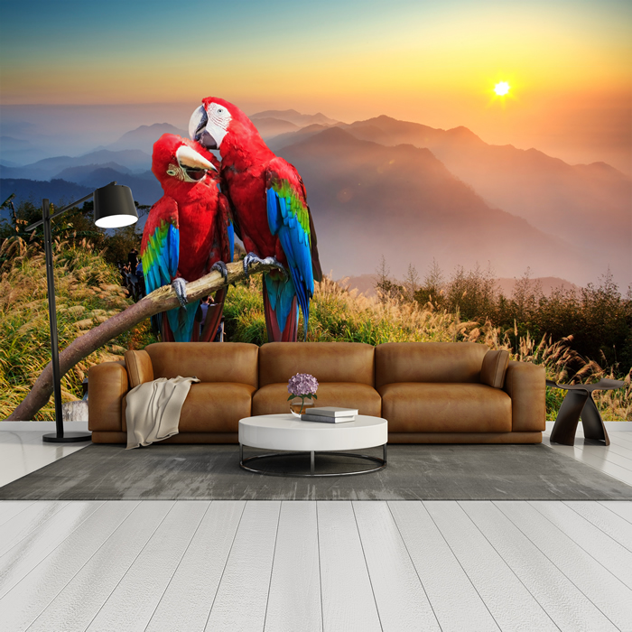 Red /& Blue Macaw Parrots Wall Mural Wallpaper WS-42473