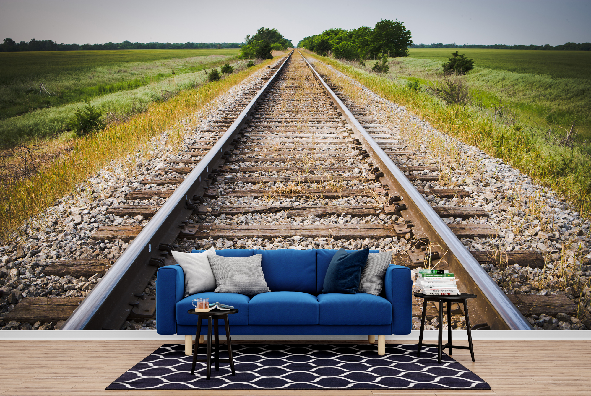 Train Tracks Wall Mural Railway, Railroad Photo Wallpaper ...