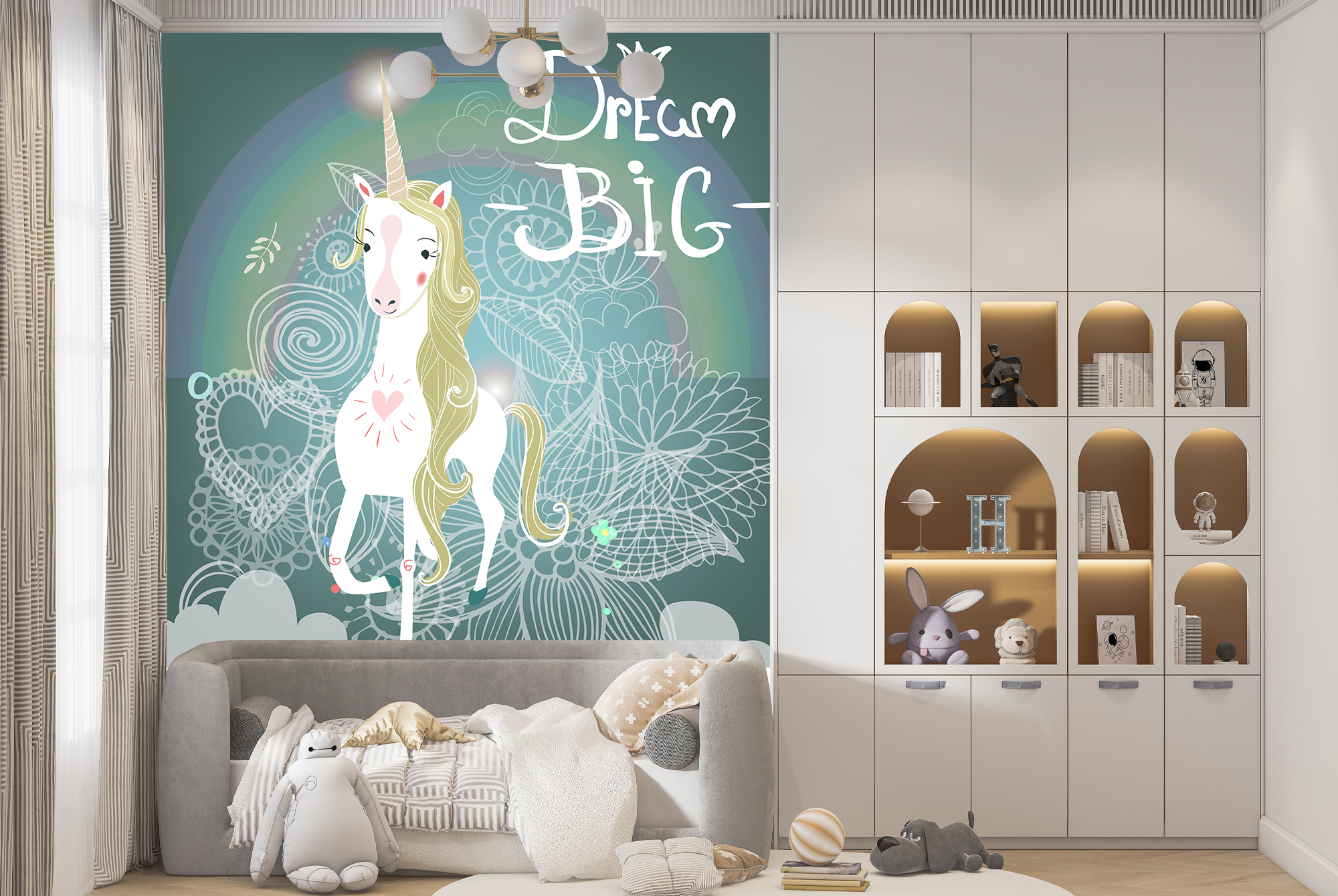 White Unicorn  Wall Mural Dream Big Photo Wallpaper  Girls 