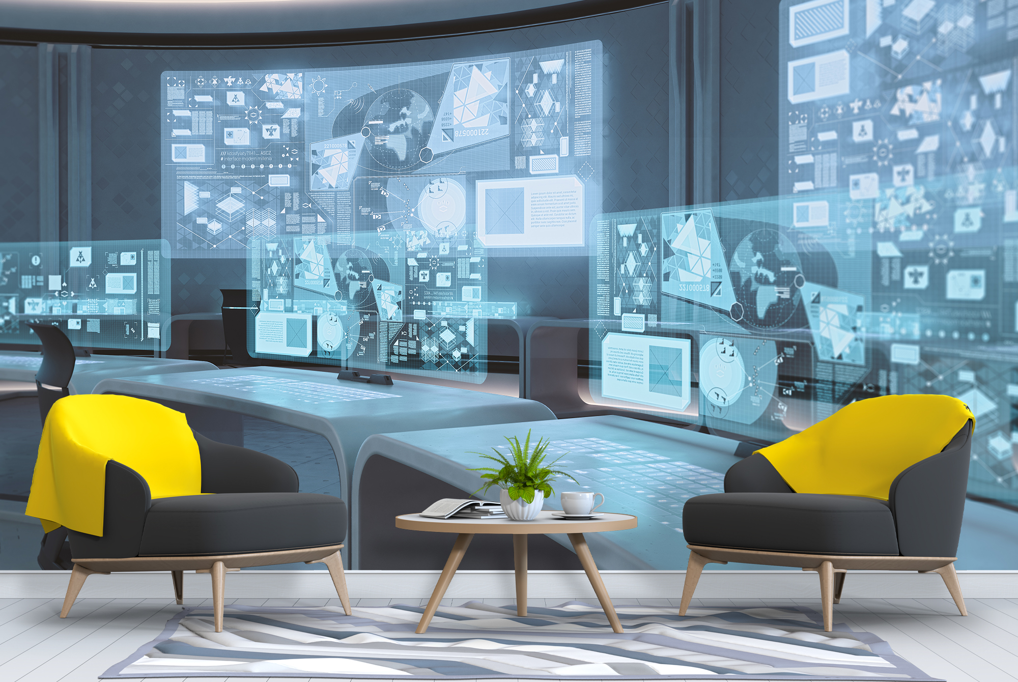 Futuristic Command Centre Office Wall Mural Wallpaper WS 