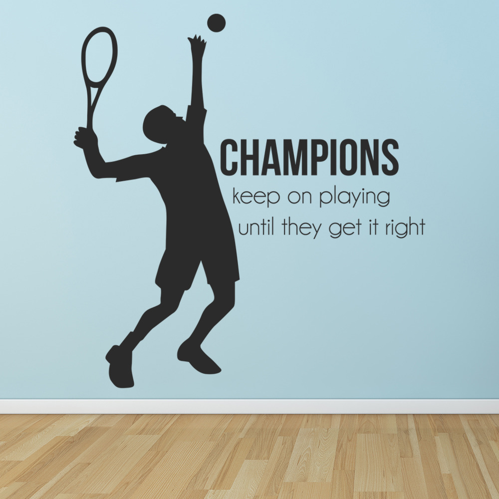 Champions Keep On Playing Wall Sticker Tennis Quote Decal Champions Keep On Playing Wall Sticker Tennis Quote Decal Sports Home Decor