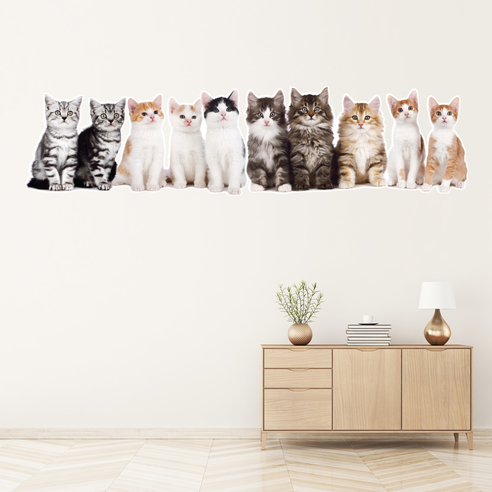 ed1480 Wall Decal Musical Notes Kittens Melody Cats Music Vinyl Sticker