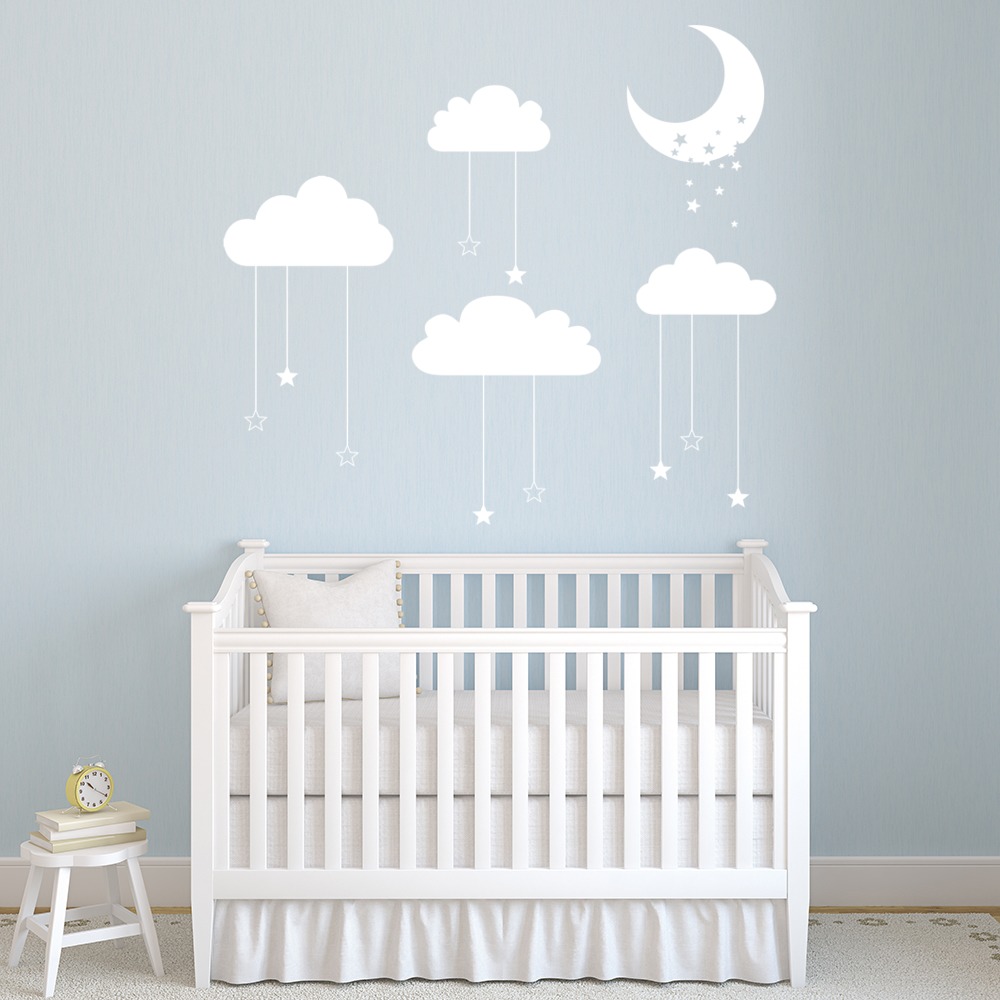 Details About Stars Moon Cloud Nursery Wall Decal Sticker Ws 44156 Details About Stars Moon Cloud Nursery Wall Decal Sticker Ws 44156