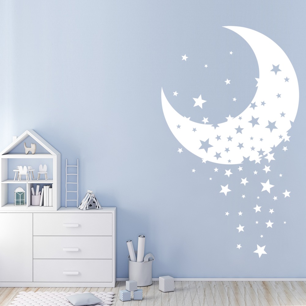 moon and stars nursery wall stickers