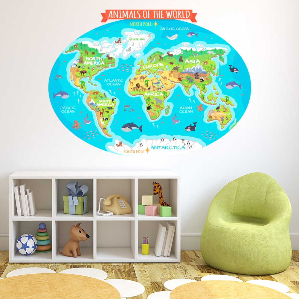 ik1343 Wall Decal Sticker world map Bedroom Living Room