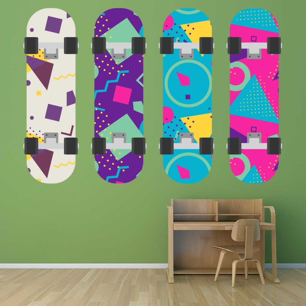 Colourful Skateboard Wall Sticker Set WS-50625