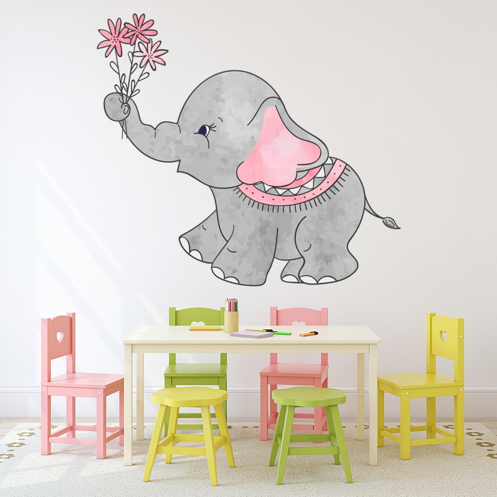 Cute Grey Elephant Nursery Wall Decal Sticker Ws 50869 Ebay Cute Grey Elephant Nursery Wall Decal
