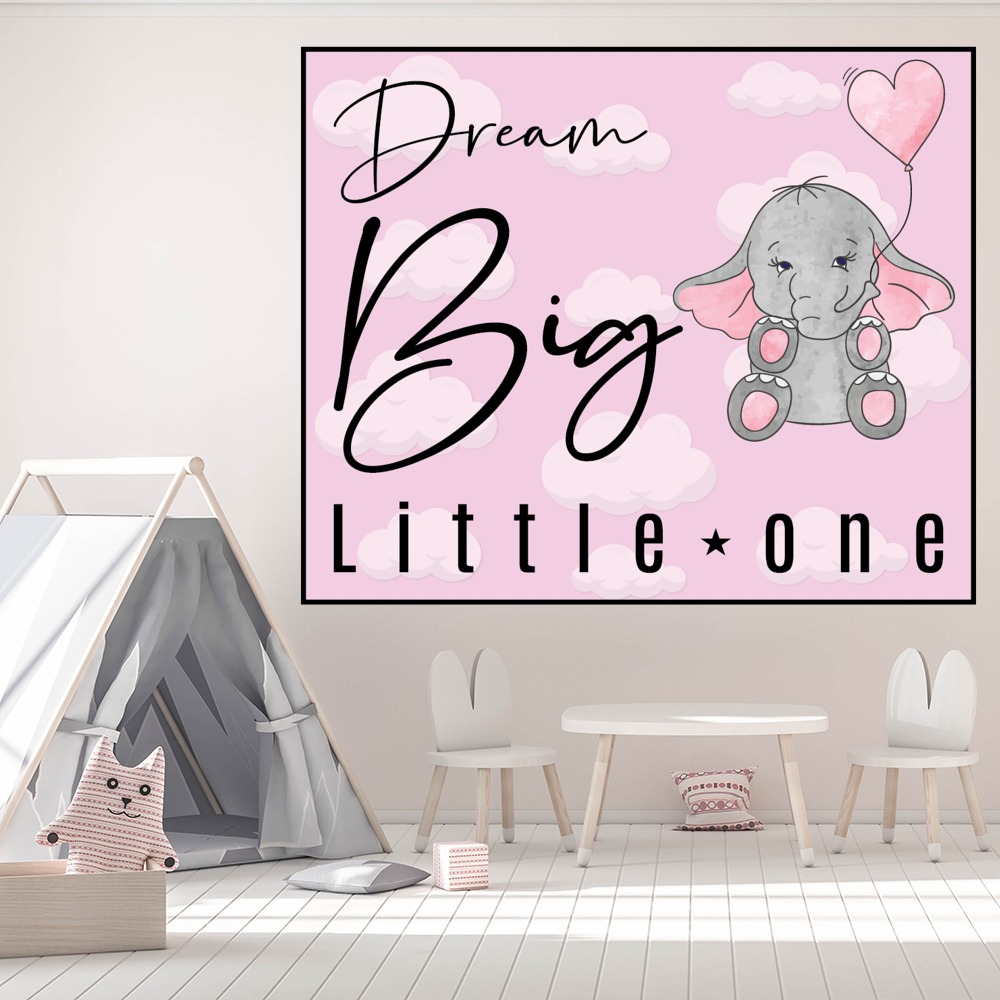 Dream Big Little One Quote Baby Girl Pink Nursery Bedroom Wall Sticker Decor