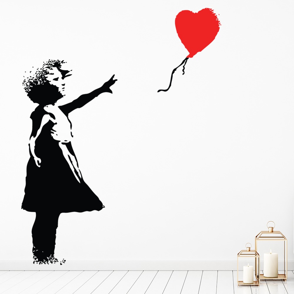 Wandtattoo Banksy - Girl with the red Balloon
